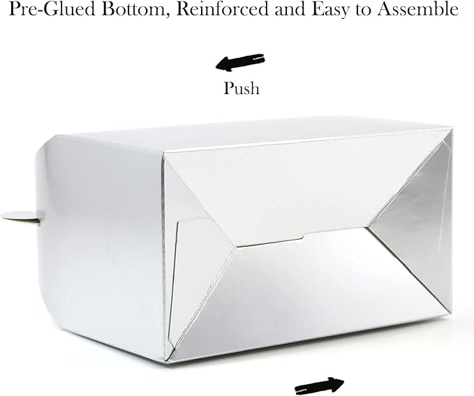 Oletx 30-Pack Silver Party Favor Treat Boxes, Goodie Boxes, Gable Paper Gift Boxes with Handles. Perfect for Wedding, Birthday, Graduation, Babyshower.