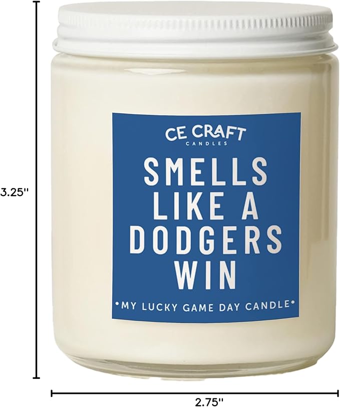 Smells Like an Dodgers Win Candle – LA Inspired Scented Candle – Birthday Cake Woods Fragrance – Long-Lasting Burn – Game Day Essential & Gift for Dodgers Fans