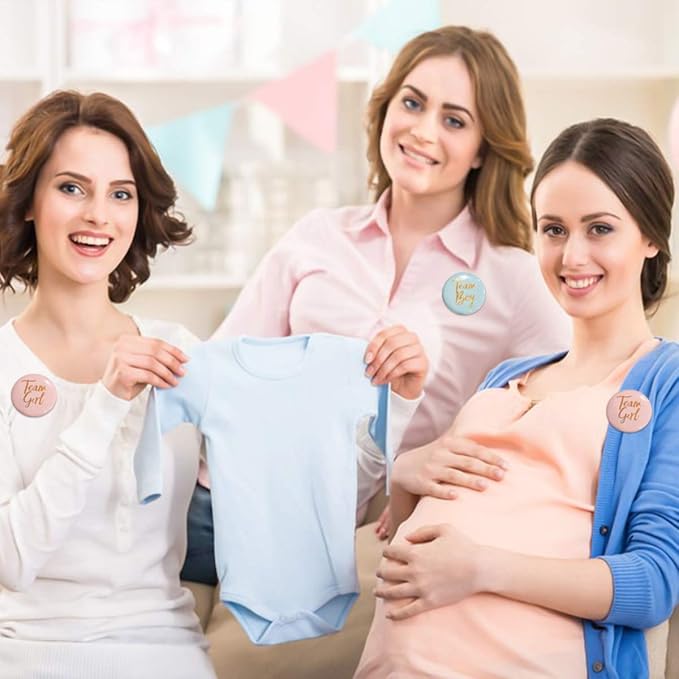 Gender Reveal Button Pins 50 Pcs, Team Boy Girl Button Pins, Pink blue Button Pin for Baby Shower Party Favors Gender Reveal Party Supplies.