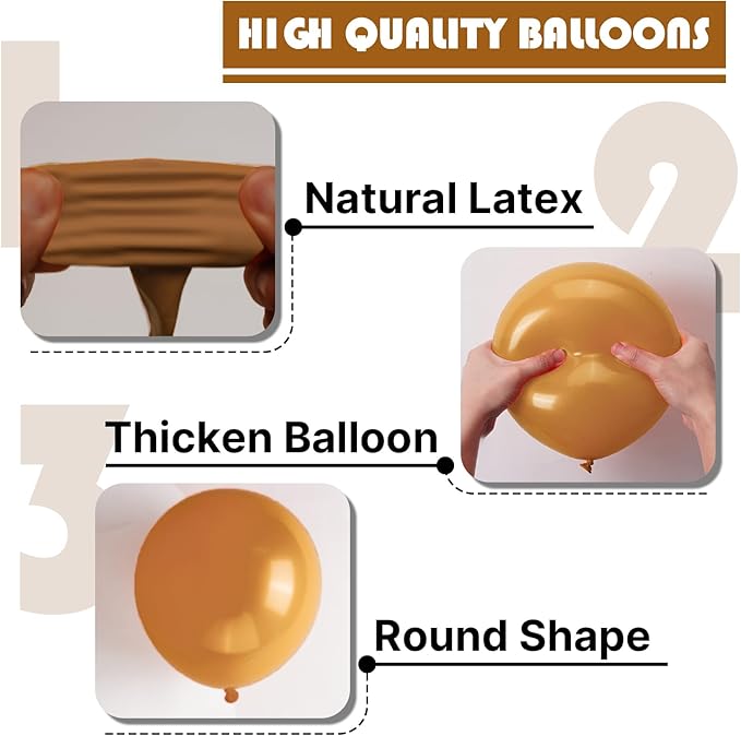 PartyWoo Light Brown Balloons 85 pcs Different Sizes of 18 12 10 5 Inch Caramel Brown Tan Boho Neutral Latex Balloon Arch Kit Garland for Birthday Wedding Baby Shower Party Decorations Brown-F10