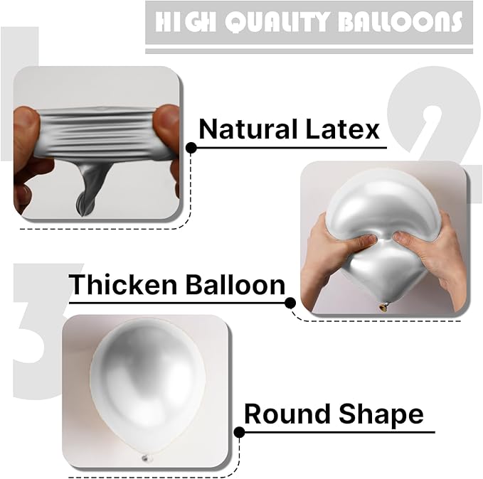 PartyWoo Metallic Silver Balloons, 85 pcs Silver Metallic Balloons Different Sizes Pack of 18 Inch 12 Inch 10 Inch 5 Inch Silver Balloons for Balloon Garland Arch as Party Decorations, Silver-G102