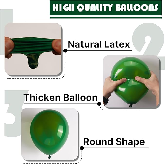 PartyWoo Dark Green Balloons 127 pcs Different Sizes of 36 18 12 10 5 Inch Hunter Emerald Forest Green Balloon Arch Kit Garland for Graduation Christmas Jungle Birthday Party Decorations Green-Y56