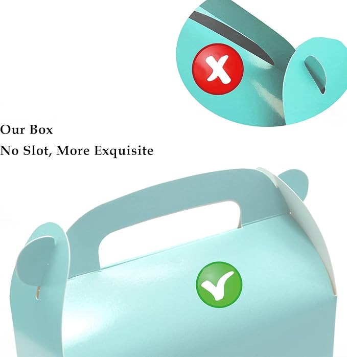 Oletx 30-Pack Blue Party Favor Treat Boxes, Goodie Boxes, Gable Paper Gift Boxes with Handles. Perfect for Prince Party and Baby Shower Decoration Supplies