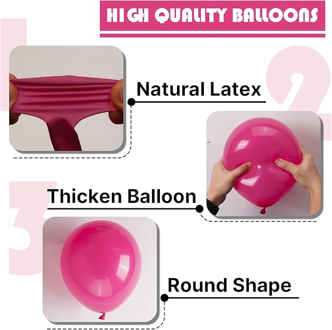 PartyWoo Hot Pink Balloons 85 pcs Different Sizes of 18 12 10 5 Inch Magenta Fuchsia Balloon Arch Kit Garland for Baby Shower Wedding Bridal Shower Anniversary Birthday Party Decorations Pink-Y12