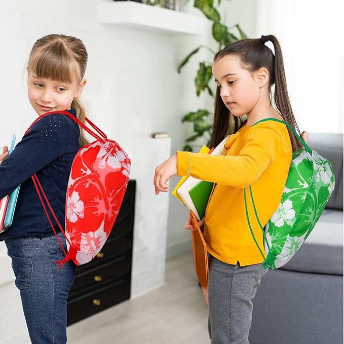 Teling Hibiscus Party Favors Bags Drawstring Luau Bag Tropical Gift Bags for Birthday Baby Shower Party Favor Packs(14 Pcs, Fresh Style)