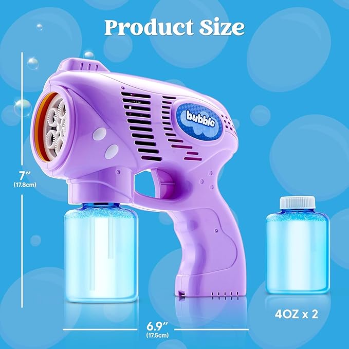 JOYIN 2 Bubble Guns with 2 Bottles Refill Solution, Bubble Machine Gun for Kids, Toddlers, Party Favors, Summer, Outdoors Activity, Wedding, Easter, Birthday Gift