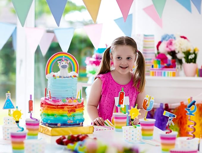 24pcs Science Theme Shaped Straws Reusable Plastic, Drink Cocktail Straws with Cartoon Decorations Mad Scientist Party Supplies Birthday Party Favors