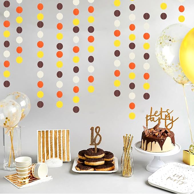 Brown-Orange Yellow Party-Decorations Baby-Shower Garland - 52Ft Fall Autumn Harvest Thanksgiving Friendsgiving Paper Streamers Banner,Birthday Bridal Wedding Bachelorette Hanging Decor Ouruola