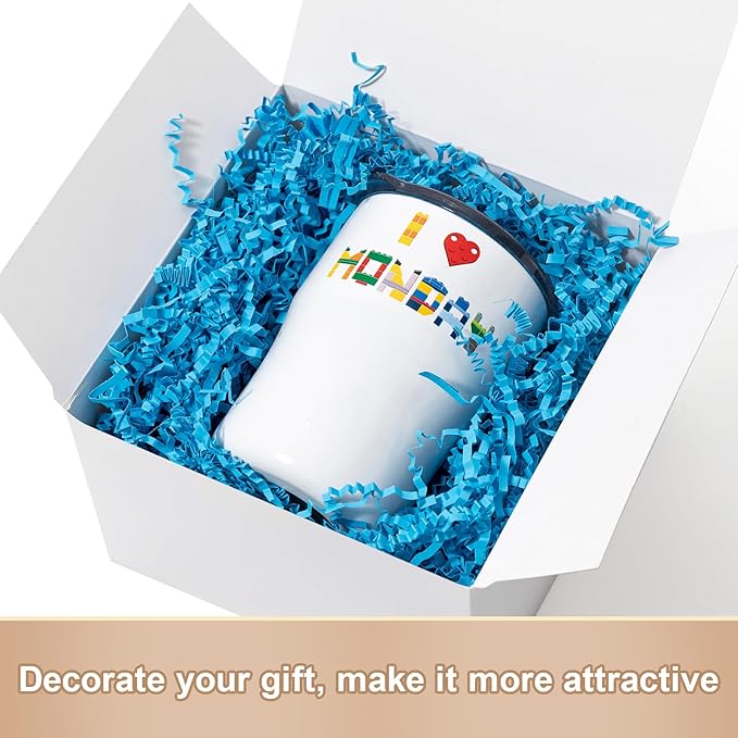 Wowxyz 1 LB Crinkle Cut Paper Shred Lake Blue Crinkle Shredded Paper for Gift Baskets - Gift Box Bag Filler - Confetti Stuffing for Birthday, Holiday Present Packaging Wrapping