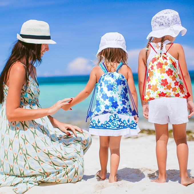 Teling Hibiscus Party Favors Bags Drawstring Luau Bag Tropical Gift Bags for Birthday Baby Shower Party Favor Packs(24 Pcs, Vivid Style)