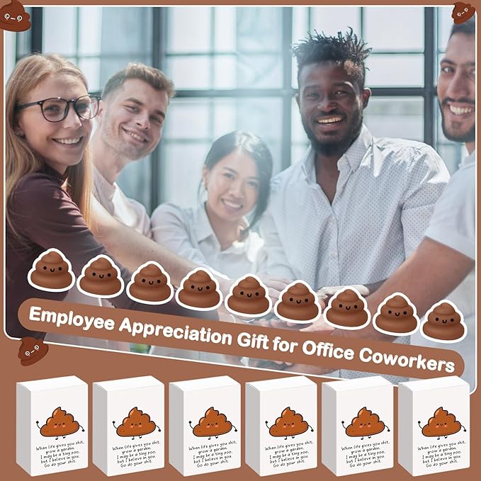 Wettarn 12 Sets Poo Positive Gifts Cute Stress Balls with Support Gift Boxes Fun Party Favors for Employee Coworker Friends Office Inspirational Relief Desk Decor