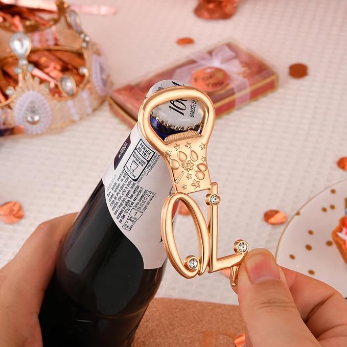 24 boxes of rose gold themed 70th birthday bottle openers favored for 70th golden wedding party gifts birthday party souvenirs or party decorations