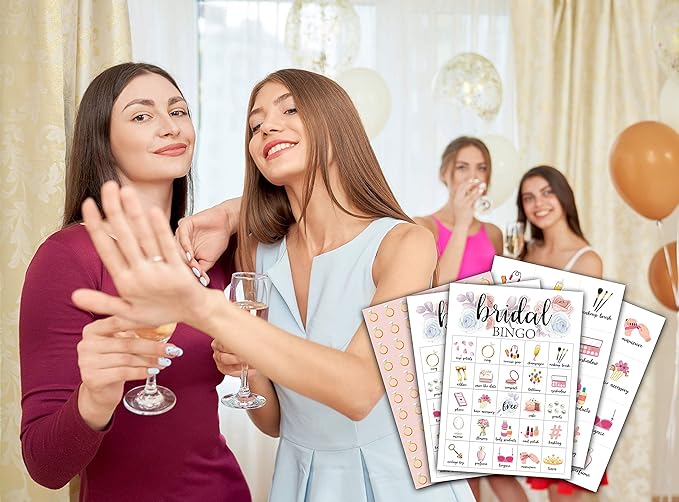 Bridal Bingo Cards, Bridal Shower Game for 24 Players, Wedding/Bachelorette Party Games for Family Friends Activities, Holiday Party Favors Supplies Decorations(06)