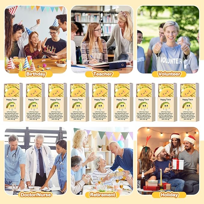 Wettarn 48 Sets Taco Positive Gifts Cute Stress Balls with Support Gift Boxes You are Awesome Party Favors for Employee Coworker Friends Office Relief Desk Decor