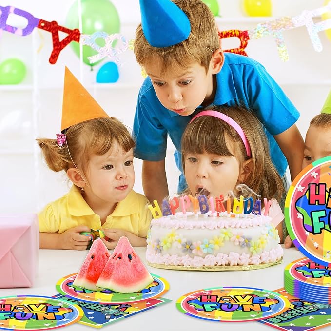 40Pcs Dandy Birthday Party Plates and Napkins for 20 Guests - Cartoon Game Tableware Party Supplies for Baby Shower Birthday Decorations
