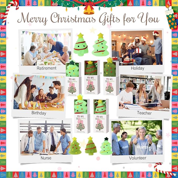 Wettarn 20 Sets Christmas Appreciation Gifts Tree Stress Balls with Support Gift Boxes Bulk Christmas Party Favors for Employee Coworker Students Office Thank You Relief Toys