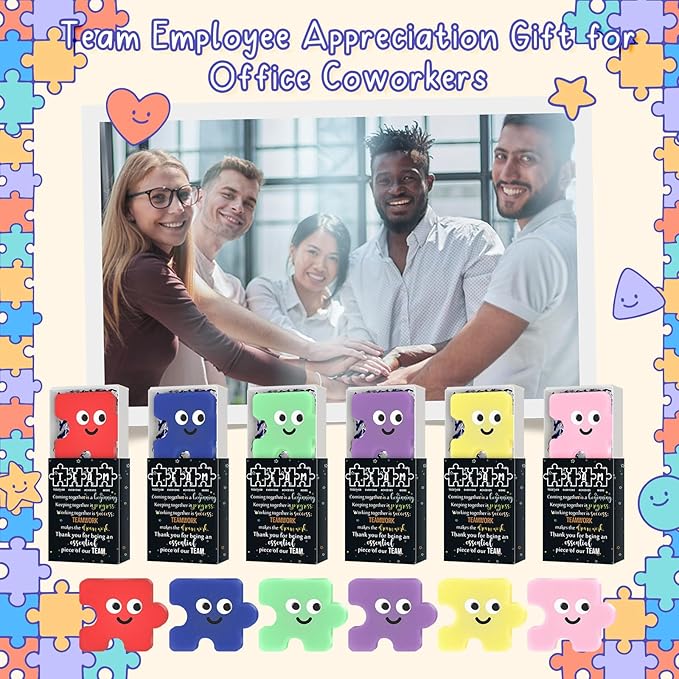 Wettarn 48 Sets Employee Appreciation Gifts Team Puzzle Piece Stress Balls Bulk with Thank You Gift Boxes Party Favors for Team Building Recognition Christmas Birthday Desk Decor