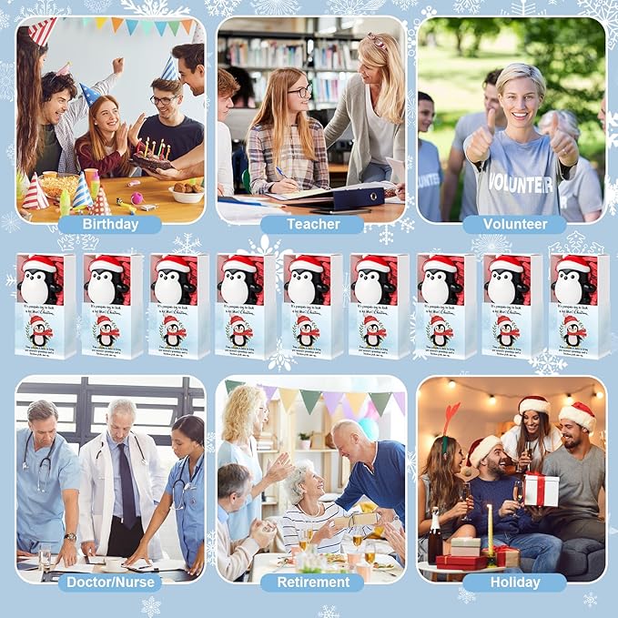 Wettarn 24 Sets Christmas Penguin Gifts Cute Stress Balls with Support Gift Boxes Holiday Party Favors for Employee Coworker Friends Relief Toys Stocking Stuffers