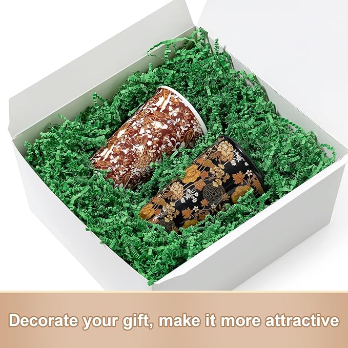 Wowxyz 1 LB Crinkle Cut Paper Shred Green Crinkle Shredded Paper for Gift Baskets - Gift Box Bag Filler - Confetti Stuffing for Birthday, Holiday Present Packaging Wrapping