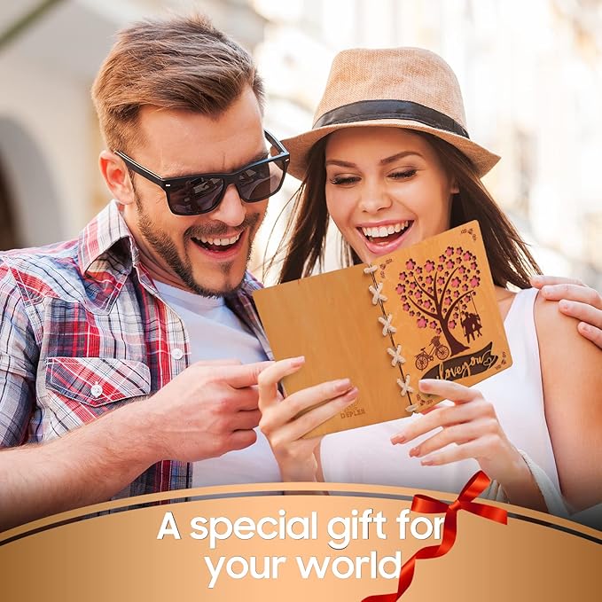 DEPLEE Cherry Wooden Cards with Unique Design for Father’s Day, Birthday or any Occasions, Happy Anniversary cards, Anniversary greeting Card to Show Appreciation for Fathers, Eco Friendly| 6x8 in…