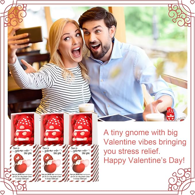 Wettarn 24 Sets Valentines Gifts Gnomes Stress Ball with Happy Valentine's Day Gift Boxes Bulk Party Favors for Office Coworkers Staff Employee Friends Positive Relief Desk Decor