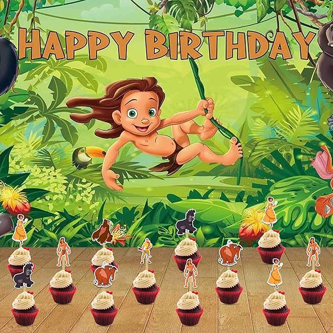 "Tarzn Cupcake Topper β Cartoon Inspired Birthday Party Decoration β Adventure Theme Cupcake Picks for Parties, Baby Showers, Family Gatherings, School Events, and Tarzn Themed Celebrations"