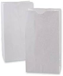 Small White Paper Bags - 3 x 2 x 6" White Kraft Party Favor Bags, SOS Self-Opening Grocery Sacks, Small Gift Bags for Wedding Favors, Candy, Bakery, and Merchandise (Pack of 400)