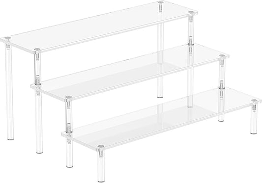 Acrylic Display Risers, 3 Tier Perfume Organizer Stand, Clear Cupcake Stand Holder, Large Shelf Risers for Figures, Dessert Shelves for Party, Display Shelf for Decoration and Organizer