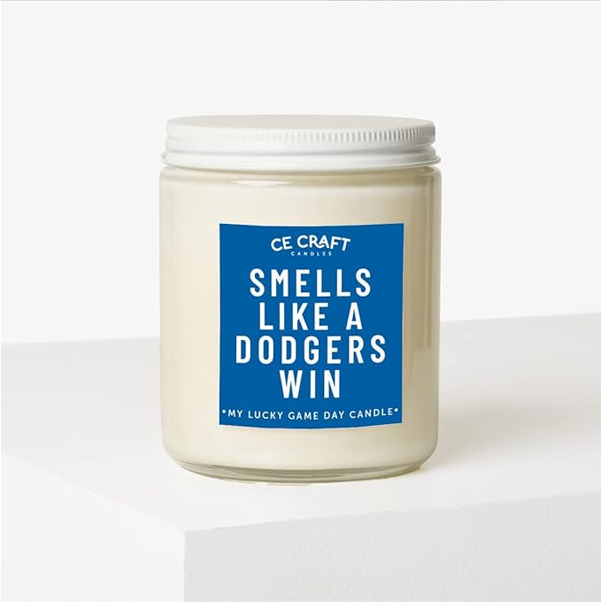 Smells Like an Dodgers Win Candle – LA Inspired Scented Candle – Birthday Cake Woods Fragrance – Long-Lasting Burn – Game Day Essential & Gift for Dodgers Fans