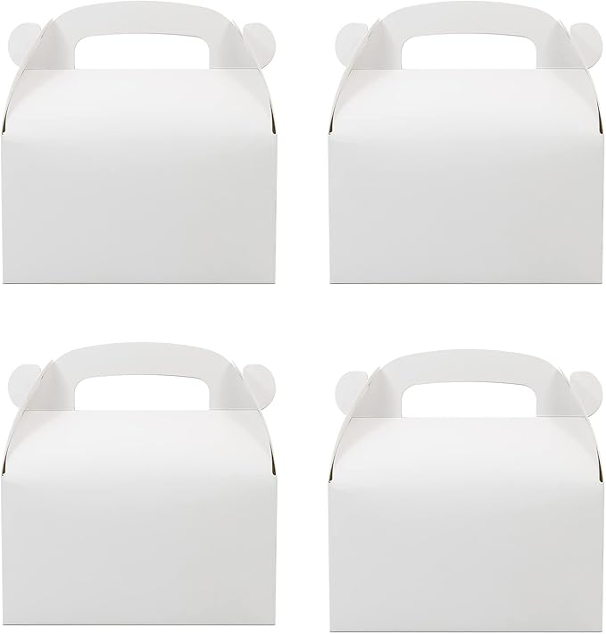Oletx 30-Pack White Party Favor Treat Boxes, Goodie Gable Paper Gift Boxes with Handles. Perfect for Wedding, Birthday, Graduation, Babyshower.
