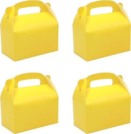 Oletx 30-Pack Yellow Party Favor Treat Boxes, Goodie Candy Box, Gable Paper Gift Boxes with Handles Perfect for Construction and Chic Yellow Submarine Party Decoration Supplies