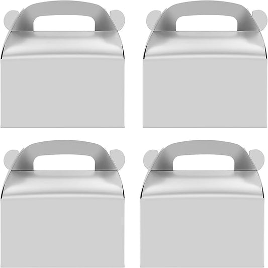 Oletx 30-Pack Silver Party Favor Treat Boxes, Goodie Boxes, Gable Paper Gift Boxes with Handles. Perfect for Wedding, Birthday, Graduation, Babyshower.
