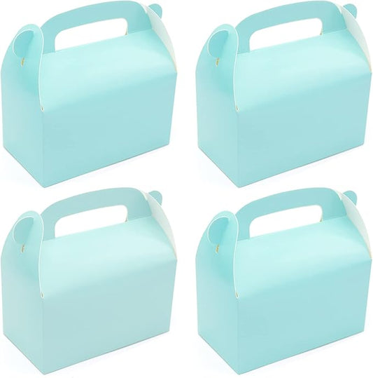 Oletx 30-Pack Blue Party Favor Treat Boxes, Goodie Boxes, Gable Paper Gift Boxes with Handles. Perfect for Prince Party and Baby Shower Decoration Supplies
