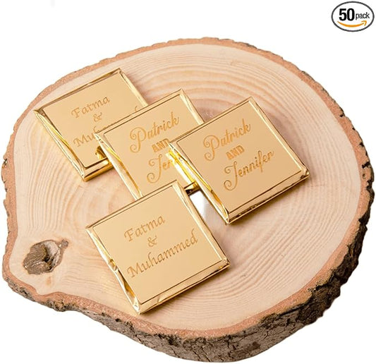 Set of 50 Personalized Chocolate for Wedding Favors, Engagement Chocolate, Bulk Gifts for Guests for Party Favors