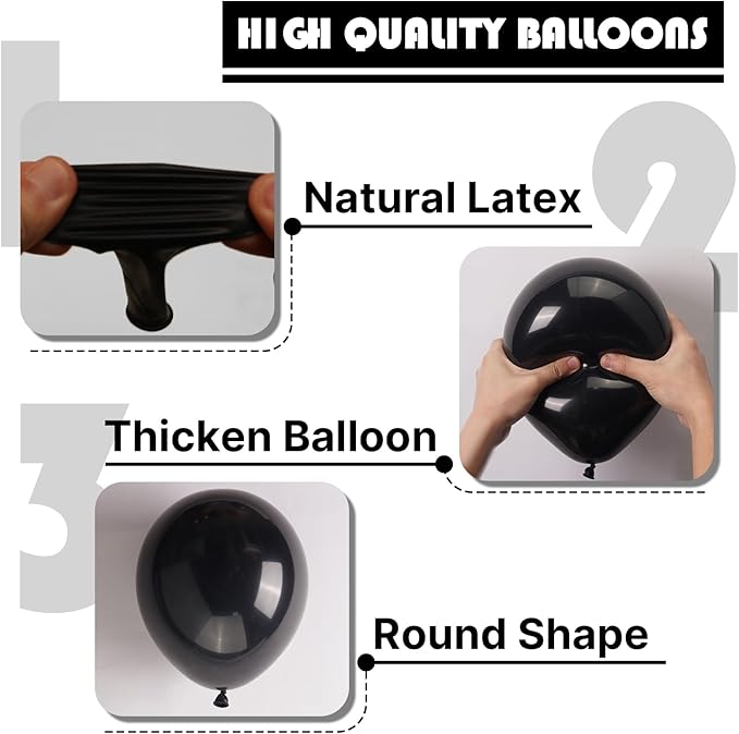 PartyWoo Black Balloons 85 pcs Different Sizes of 18 12 10 5 Inch Black Balloons Arch Kit Garland for Baby Shower Birthday Graduation Casino Gaming Anniversary Race Car Party Decorations Black-Y18