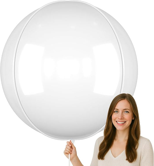 50 Inch Giant White Round Foil Balloons, 3Pcs Matte White 4D Ball Balloons for Birthday Graduation Wedding Anniversary Baby Shower Engagement Bridal Shower Party Decorations