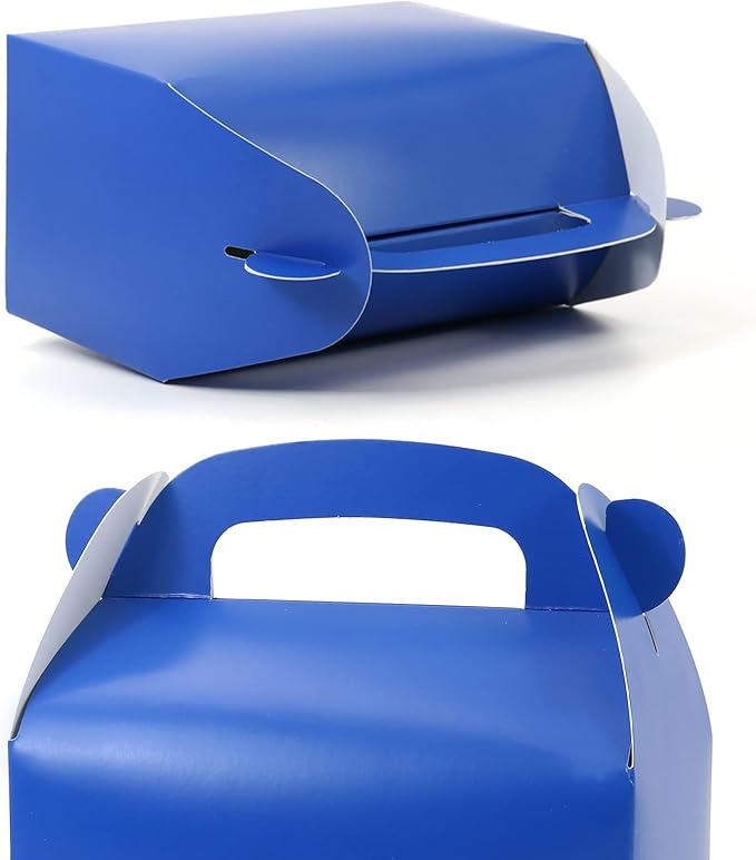 Oletx 30-Pack Dark Blue Party Favor Treat Boxes Pack, Goodie Boxes, Paper Gable Gift Boxes with Handles. Perfect for Prince Party and Baby Shower Decoration Supplies