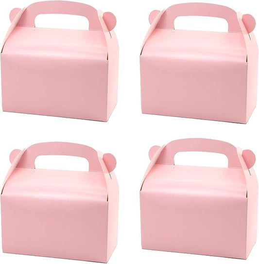 Oletx 30-Pack Pink Party Favor Treat Boxes, Goodie Boxes, Gable Paper Gift Boxes with Handles. Perfect for Princess Pink Party and Baby Shower Decoration Supplies.