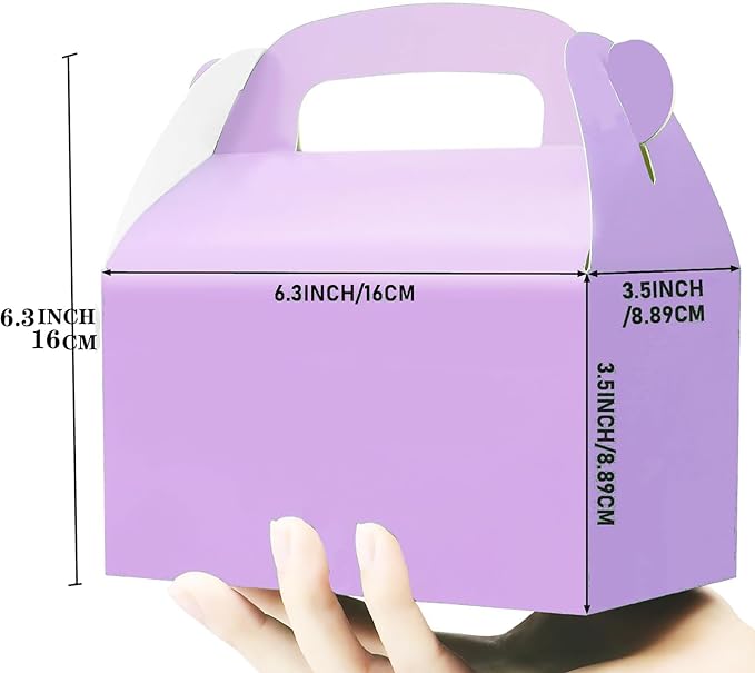 Oletx 30-Pack Purple Party Favor Treat Boxes, Goodie Boxes, Gable Paper Gift Boxes with Handles. Perfect for Purple Birthday Party Baby Shower Decoration Supplies.