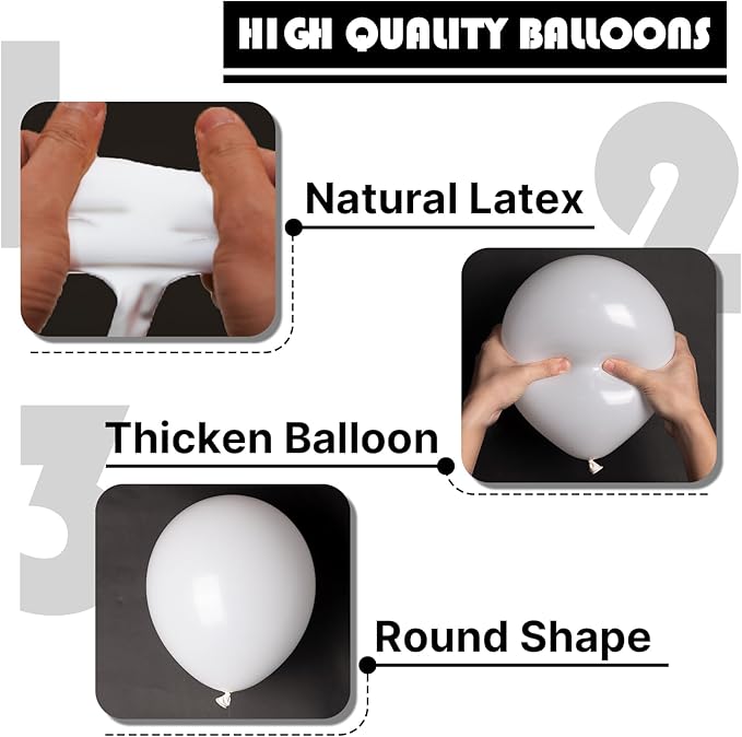 PartyWoo White Balloons 85 pcs Different Sizes Pack of 18 12 10 5 Inch Matte White Latex Balloon Arch Kit Garland for Wedding Bridal Graduation Baby Shower Birthday Party Decorations White-Y13