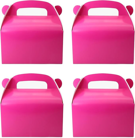 Oletx 30-Pack Hot-Pink Party Favor Treat Boxes, Candy Boxes, Gable Paper Gift Boxes with Handles. Perfect for Bright Pink Theme Party, Birthday Party Baby Shower Decoration Supplies.
