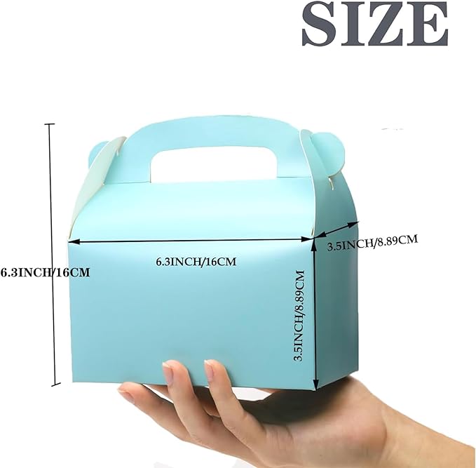Oletx 30-Pack Blue Party Favor Treat Boxes, Goodie Boxes, Gable Paper Gift Boxes with Handles. Perfect for Prince Party and Baby Shower Decoration Supplies