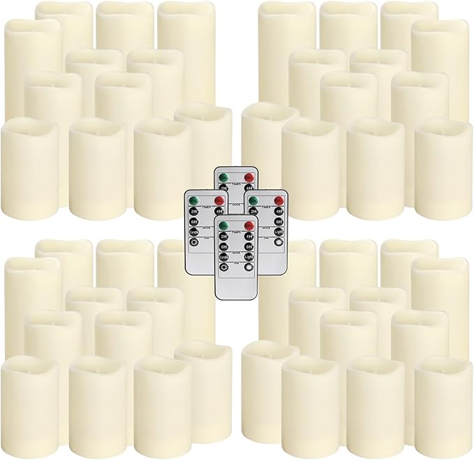 fclayvts 48-Pack LED Flameless Candles with Remote Control - Perfect for Home, Parties, and Special Occasions - Create a Magical Ambiance Effortlessly(Three Sizes)