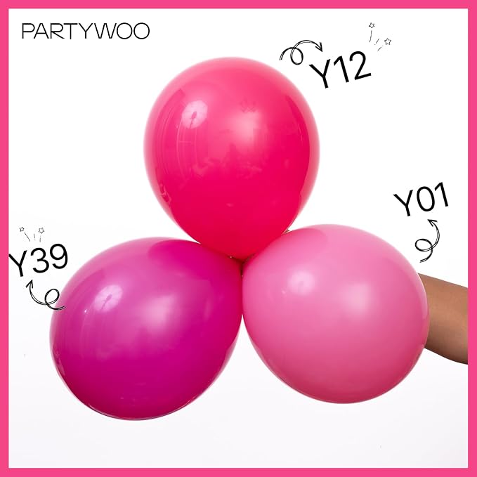 PartyWoo Hot Pink Balloons 85 pcs Different Sizes of 18 12 10 5 Inch Magenta Fuchsia Balloon Arch Kit Garland for Baby Shower Wedding Bridal Shower Anniversary Birthday Party Decorations Pink-Y12