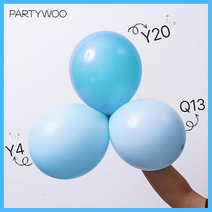 PartyWoo Light Blue Balloons 85 pcs Different Sizes of 18 12 10 5 Inch Baby Pastel Sky Aqua Blue Balloon Arch Kit Garland for Graduation Baby Shower Gender Reveal Birthday Party Decorations Blue-Y4