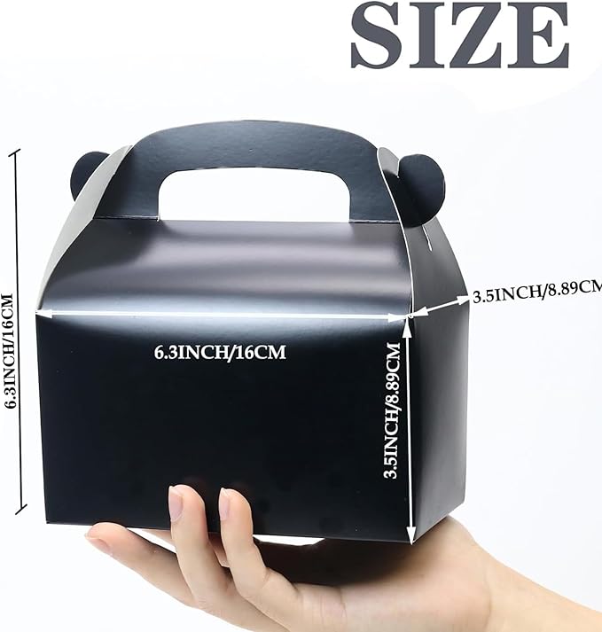 Oletx 30-Pack Black Party Favor Treat Boxes, Goodie Boxes, Gable Paper Gift Boxes with Handles. Perfect for Birthday, Baby Shower and Any Fun Party Decoration Supplies.