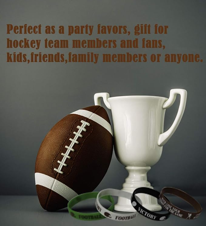 36 PCS Football Motivational Rubber Bracelets - Super Bowl Sports/Football Birthday Party Favors Supplies Decorations Gifts Prize Silicone Wristbands