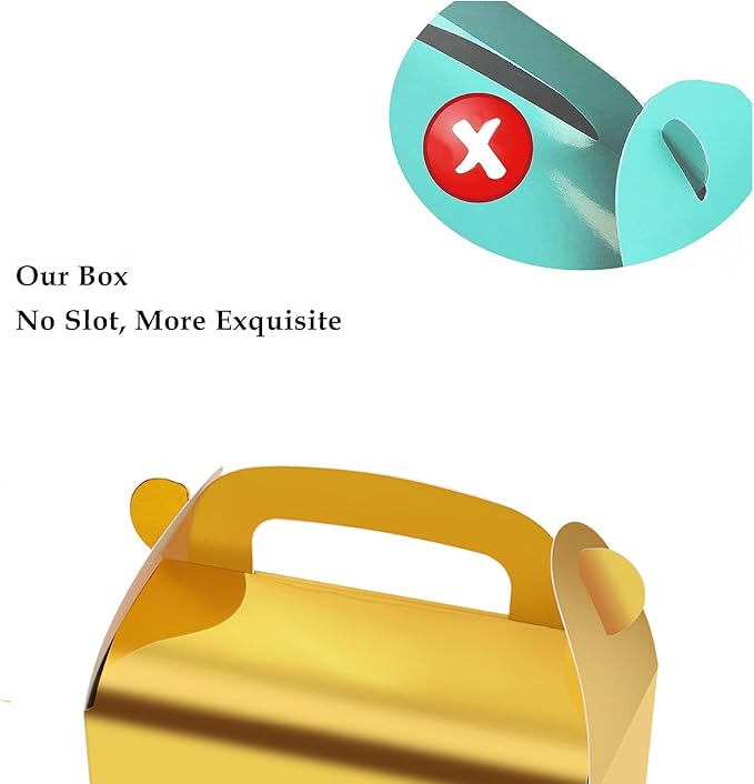 Oletx 30-Pack Gold Party Favor Treat Boxes, Goodie Boxes, Gable Paper Gift Boxes with Handles. Perfect for Wedding, Birthday, Graduation, Babyshower.