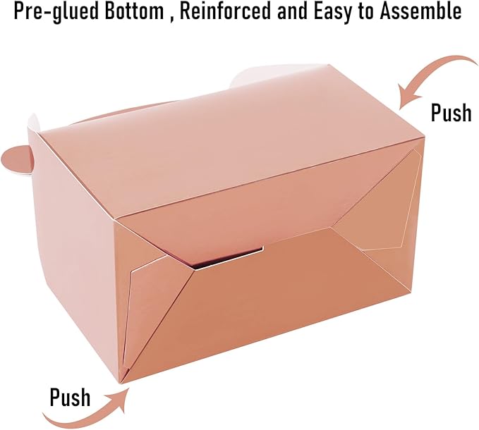 Oletx 30-Pack Rose Gold Party Favor Treat Boxes, Goodie Gable Paper Gift Boxes with Handles. Perfect for Wedding, Birthday, Graduation, Babyshower