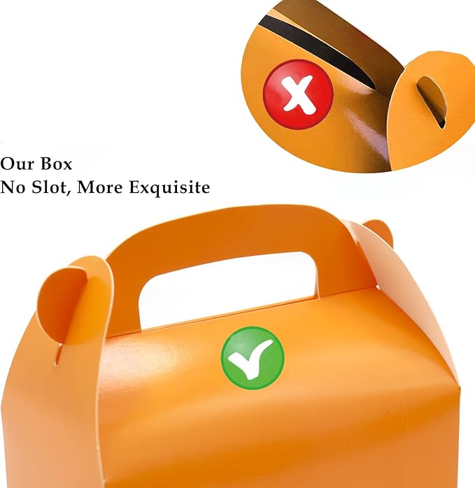 Oletx 30-Pack Orange Party Favor Treat Boxes, Goodie Boxes, Candy Box, Gable Paper Gift Boxes with Handles. Perfect for Orange Citrus Themed Brunch Party Decoration Supplies